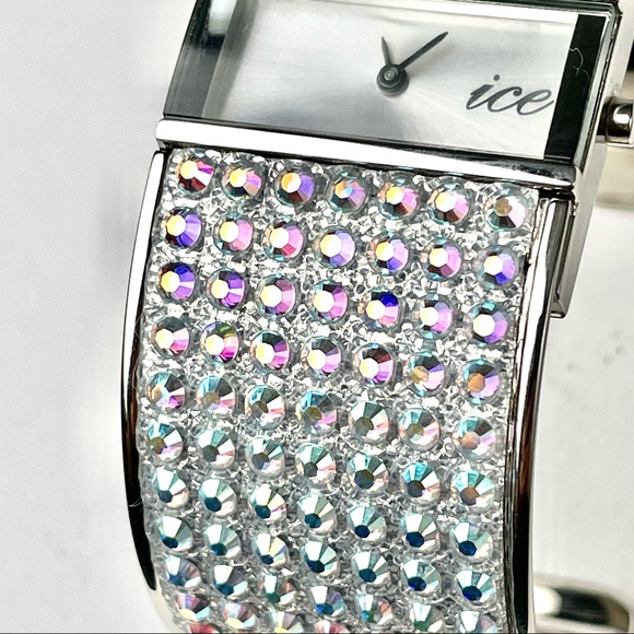 Pavé Crystal Ice Bangle Watch - Aurora Borealis - Picture 2 of 9